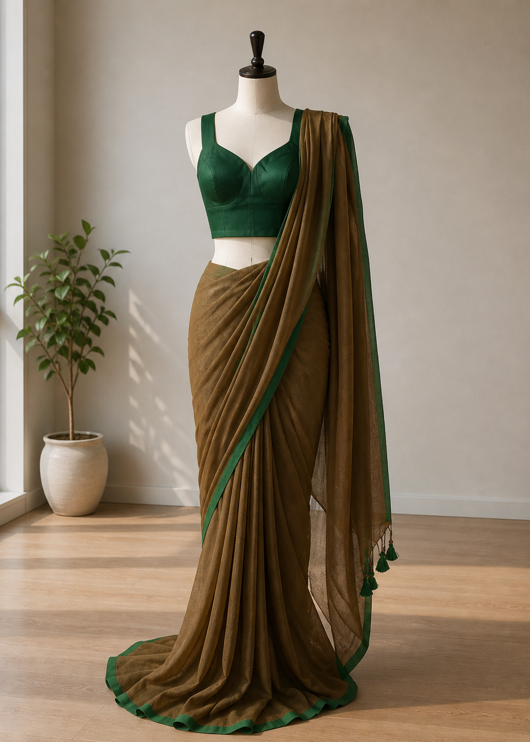 Tamarind Bark Mul Cotton Saree