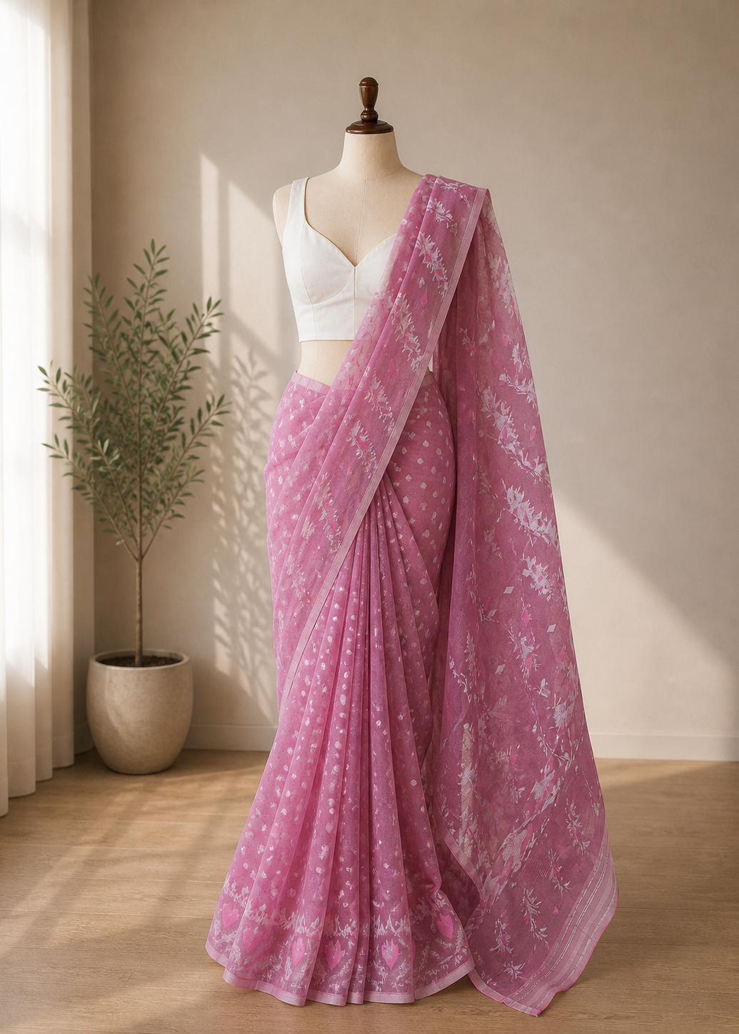 Gulchhadi Veil Dhakai Taant Saree