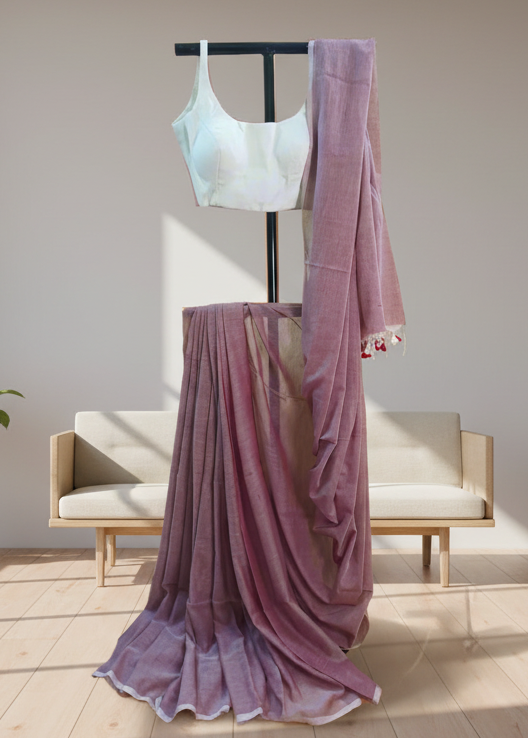 Dusky Dahlia Mul Cotton Saree