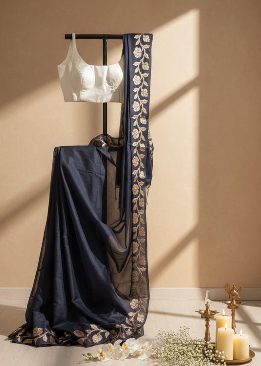 Neelabhr Muga Linen-Silk-Cotton Saree