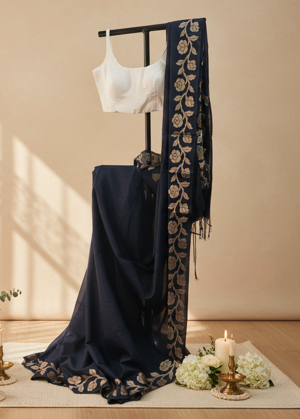 Neelabhr Muga Linen-Silk-Cotton Saree