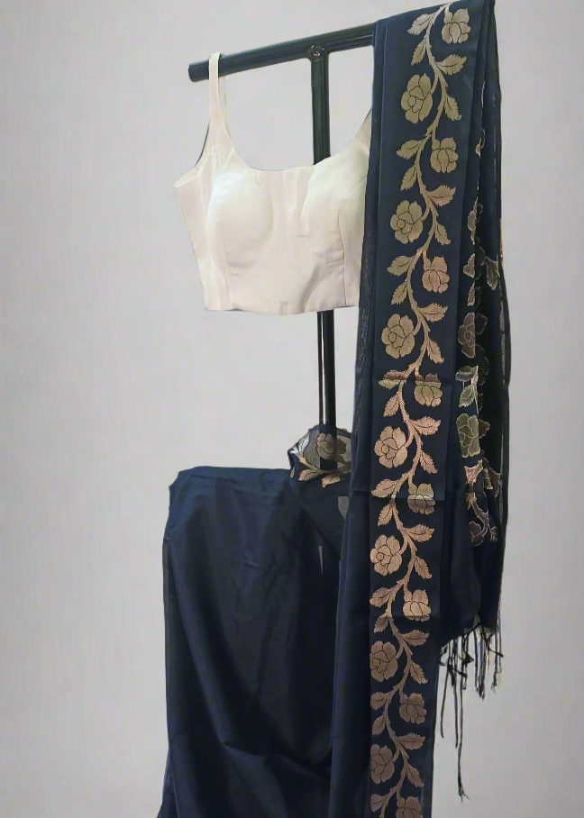 Neelabhr Muga Linen-Silk-Cotton Saree