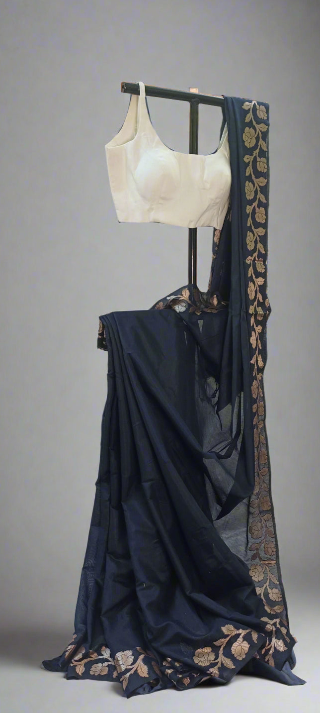 Neelabhr Muga Linen-Silk-Cotton Saree