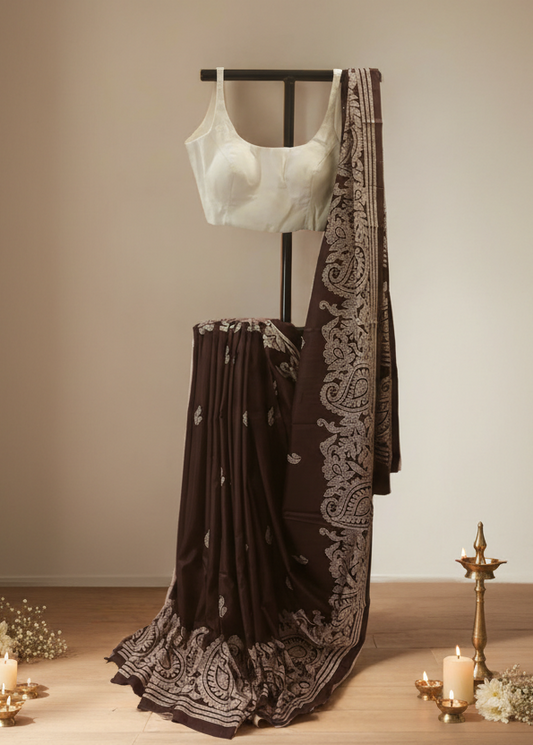 Kashi Maroon Pure Silk-Cotton Saree