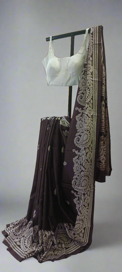 Kashi Maroon Pure Silk-Cotton Saree