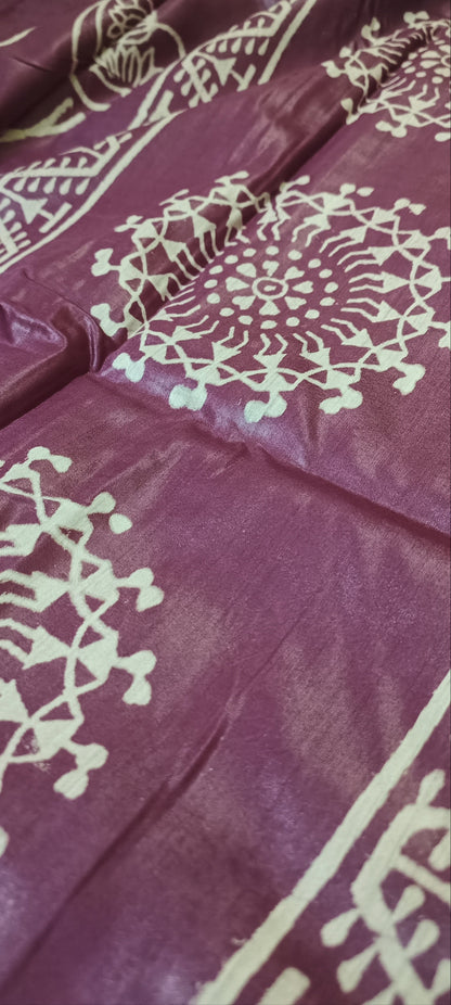 Anurakta Jamuni Bishnupuri Block Print Silk Saree