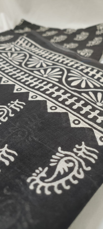 Ink Bloom Bishnupuri Block Print Saree