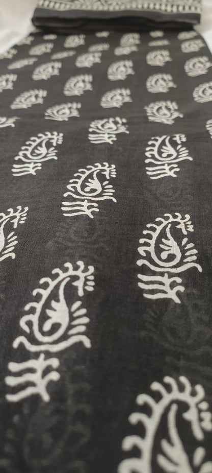 Ink Bloom Bishnupuri Block Print Saree