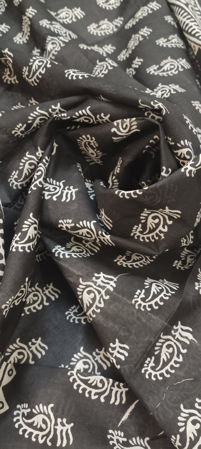 Ink Bloom Bishnupuri Block Print Saree