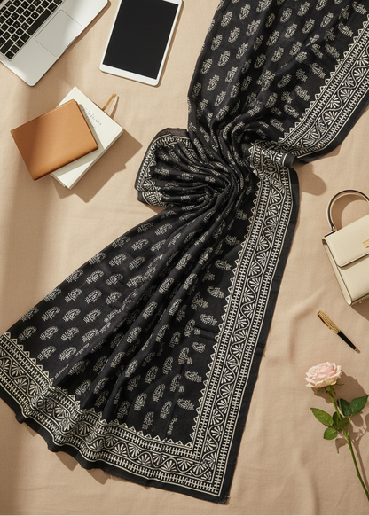 Ink Bloom Bishnupuri Block Print Saree