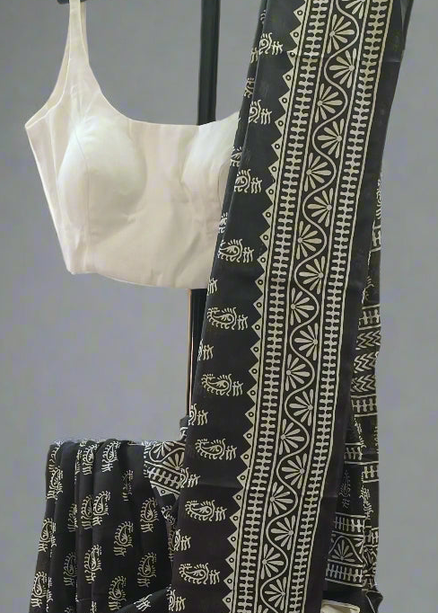 Ink Bloom Bishnupuri Block Print Saree