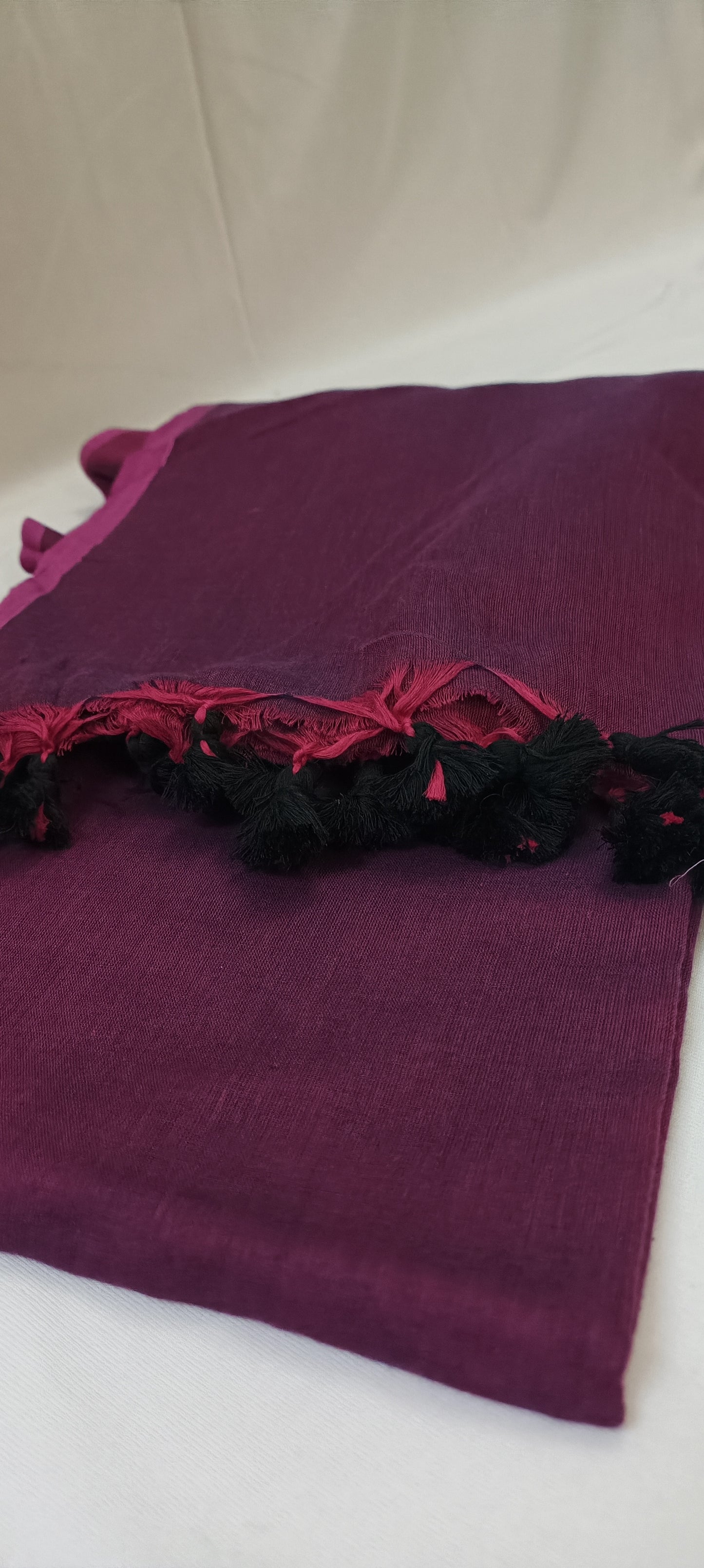 Jamun Noir Mul Cotton Saree