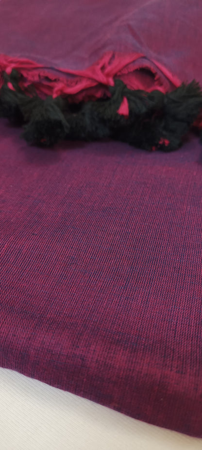 Jamun Noir Mul Cotton Saree