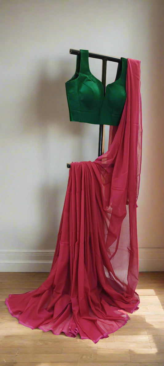 Phalsa Bloom Mul Cotton Saree