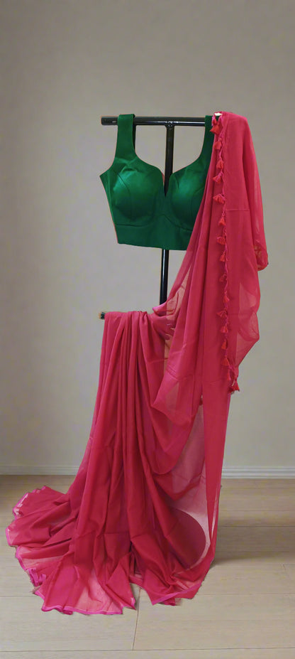 Phalsa Bloom Mul Cotton Saree