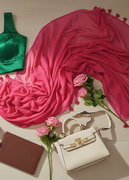 Phalsa Bloom Mul Cotton Saree