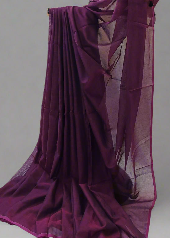 Jamun Noir Mul Cotton Saree