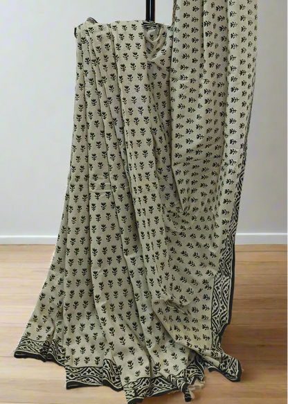 Moon-Ink Maheshwari Dhabu Print Saree
