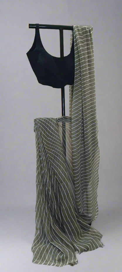 RIMI – Moonsoil Striped Chiffon Saree