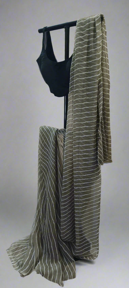 RIMI – Moonsoil Striped Chiffon Saree