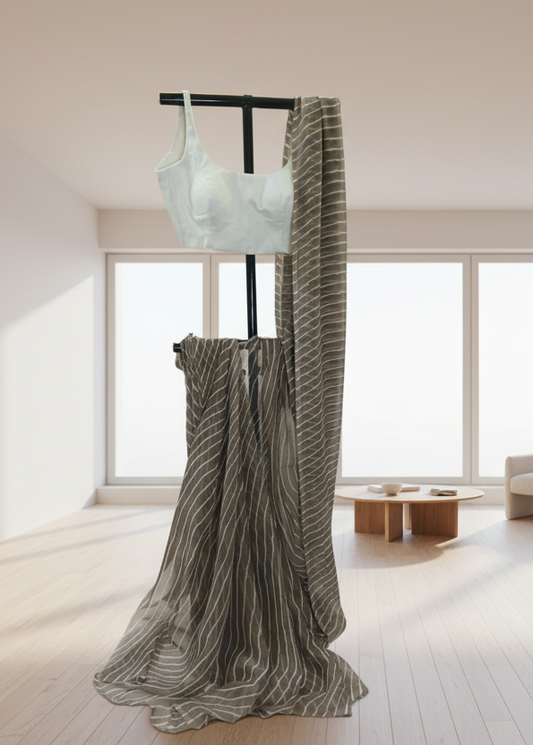 Khus Oak Chiffon Saree