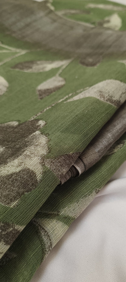 Vanashree Linen Saree with Sepia Floral Print