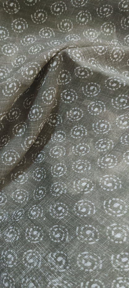 Vanashree Linen Saree with Sepia Floral Print