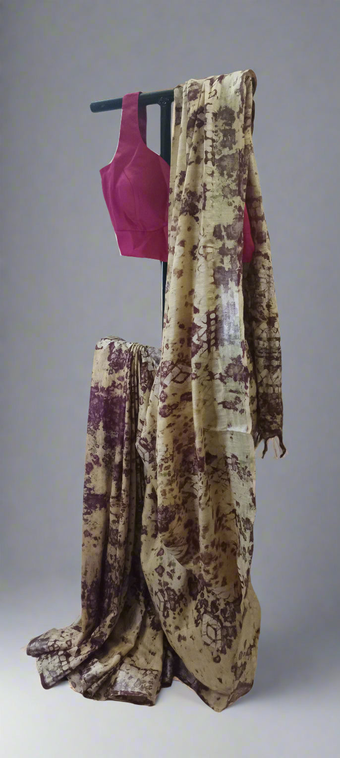 Forest Dust Linen Saree
