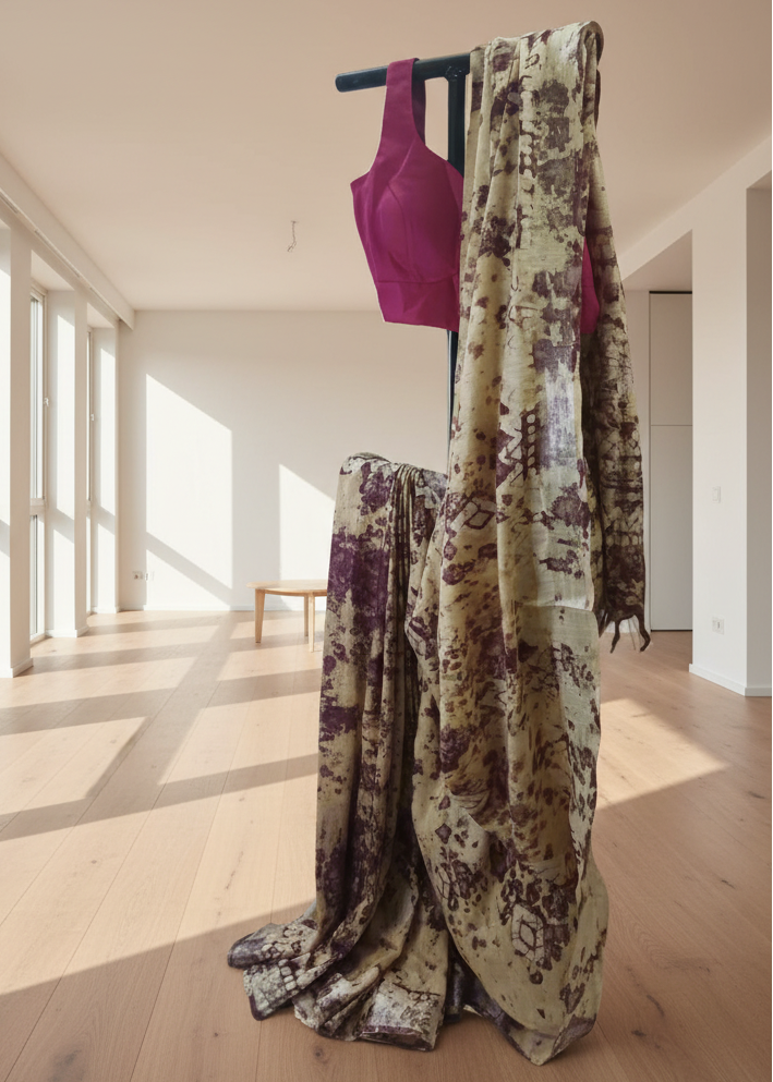 Forest Dust Linen Saree