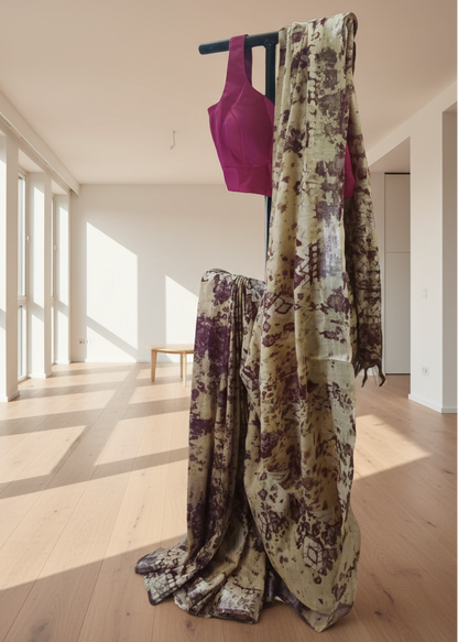 Forest Dust Linen Saree
