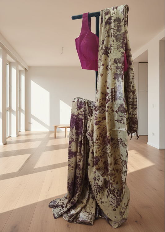 Forest Dust Linen Saree