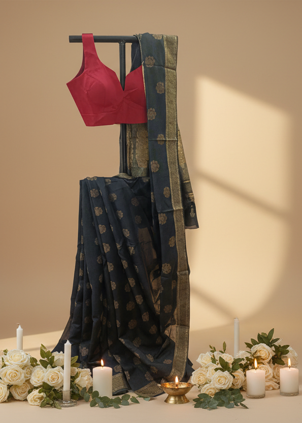 Kaalratri Gold Pure Silk Saree