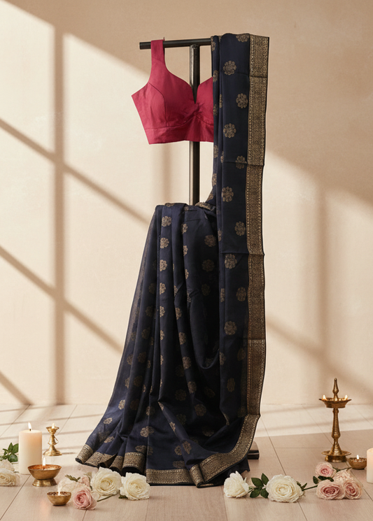 Kaalratri Gold Pure Silk Saree