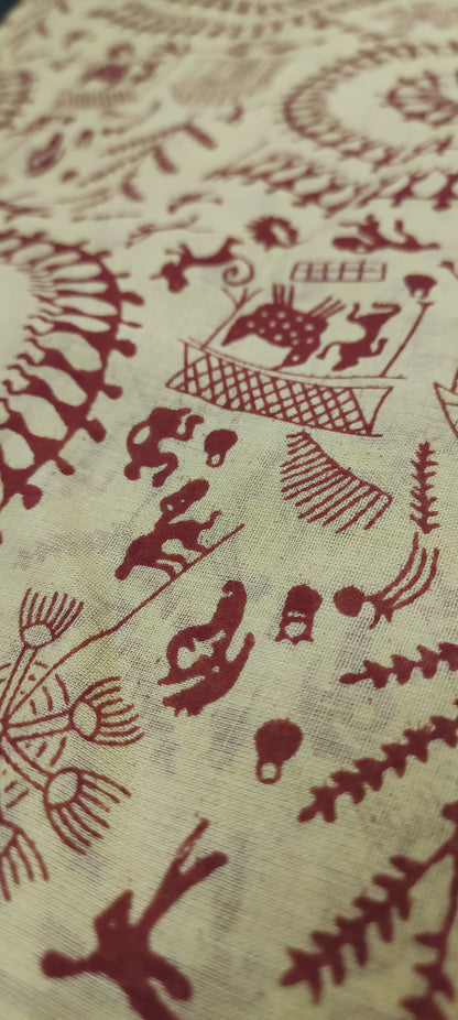 Tamal Gold Maheshwari Dhabu Print Saree