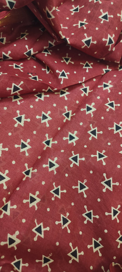 Tamal Gold Maheshwari Dhabu Print Saree