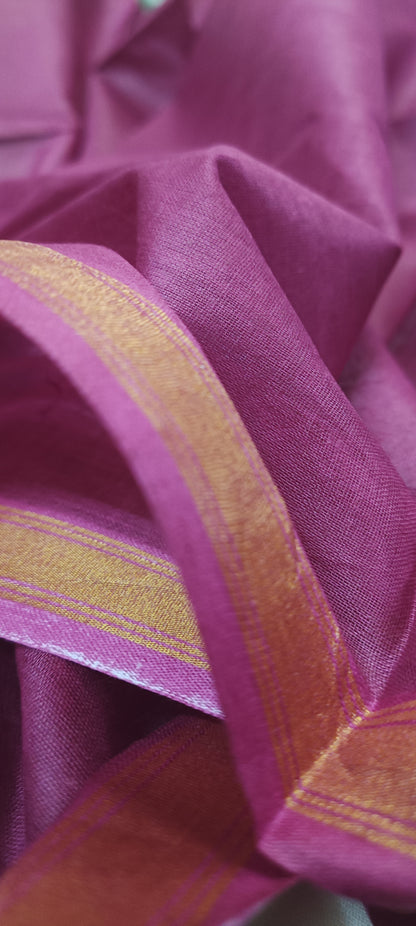 Gulmohar Rust Maheshwari Dhabu Print Saree