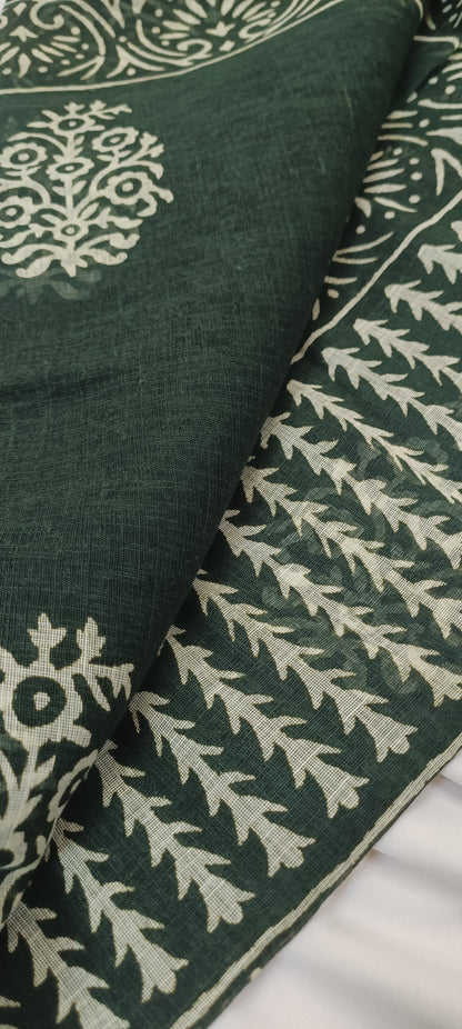 Aranya Vriksha Hand-Printed Linen Saree
