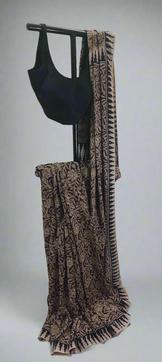 Sand Mahogany Kalamkari Cotton Saree