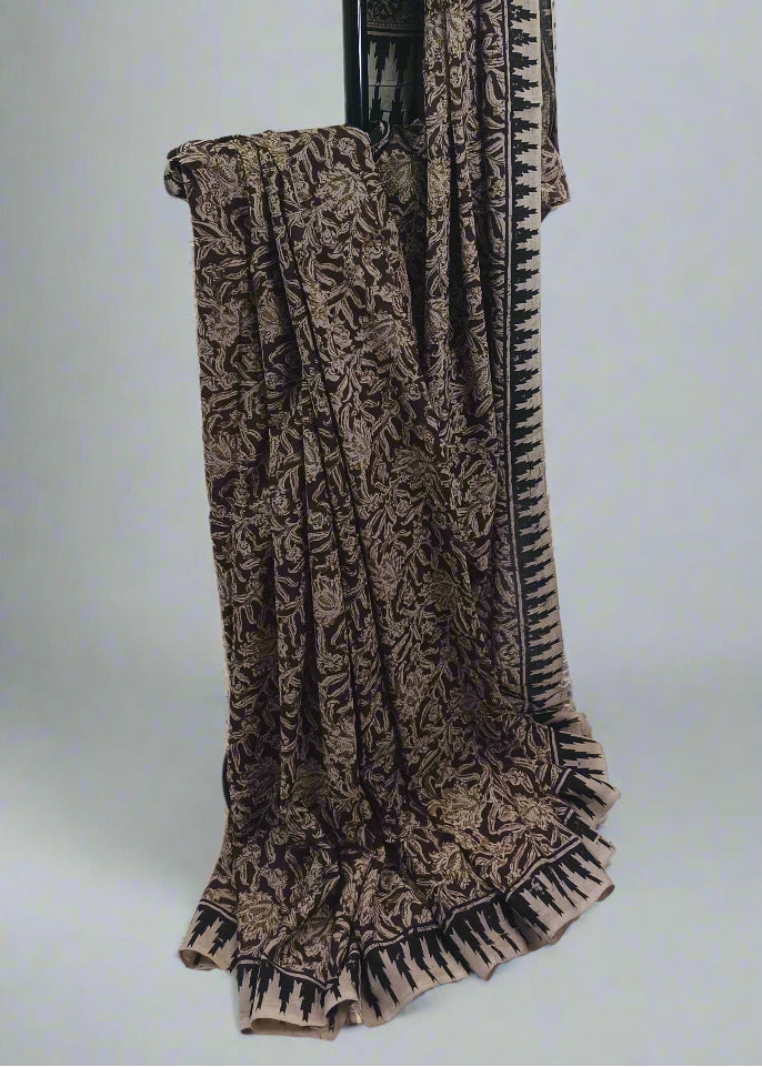 Sand Mahogany Kalamkari Cotton Saree