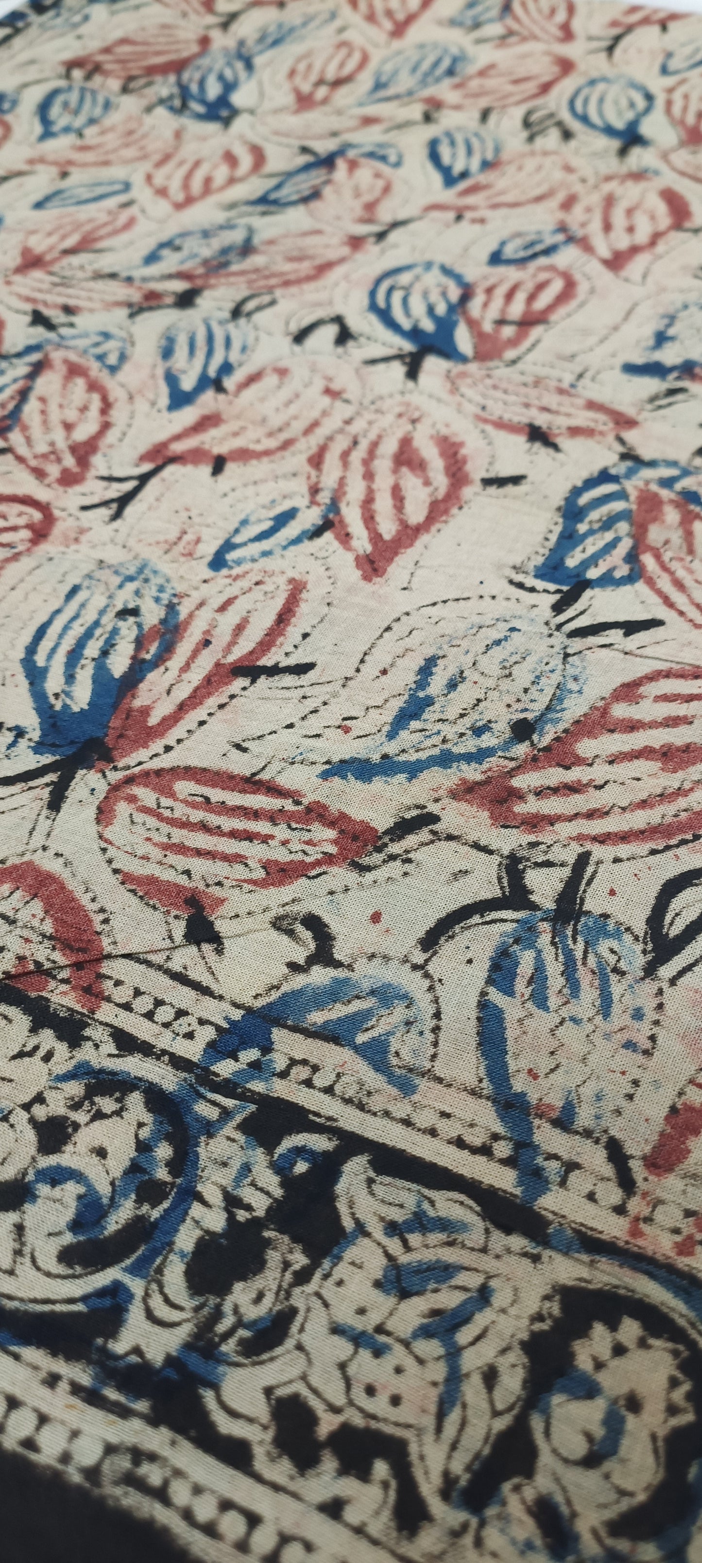 Leaf Rust Kalamkari Cotton Saree