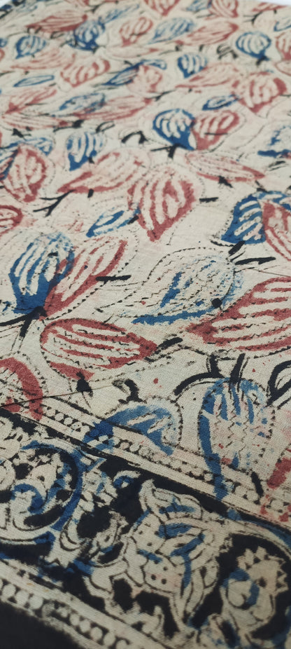 Leaf Rust Kalamkari Cotton Saree