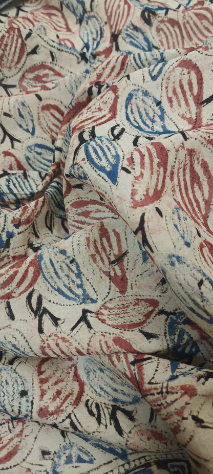 Leaf Rust Kalamkari Cotton Saree
