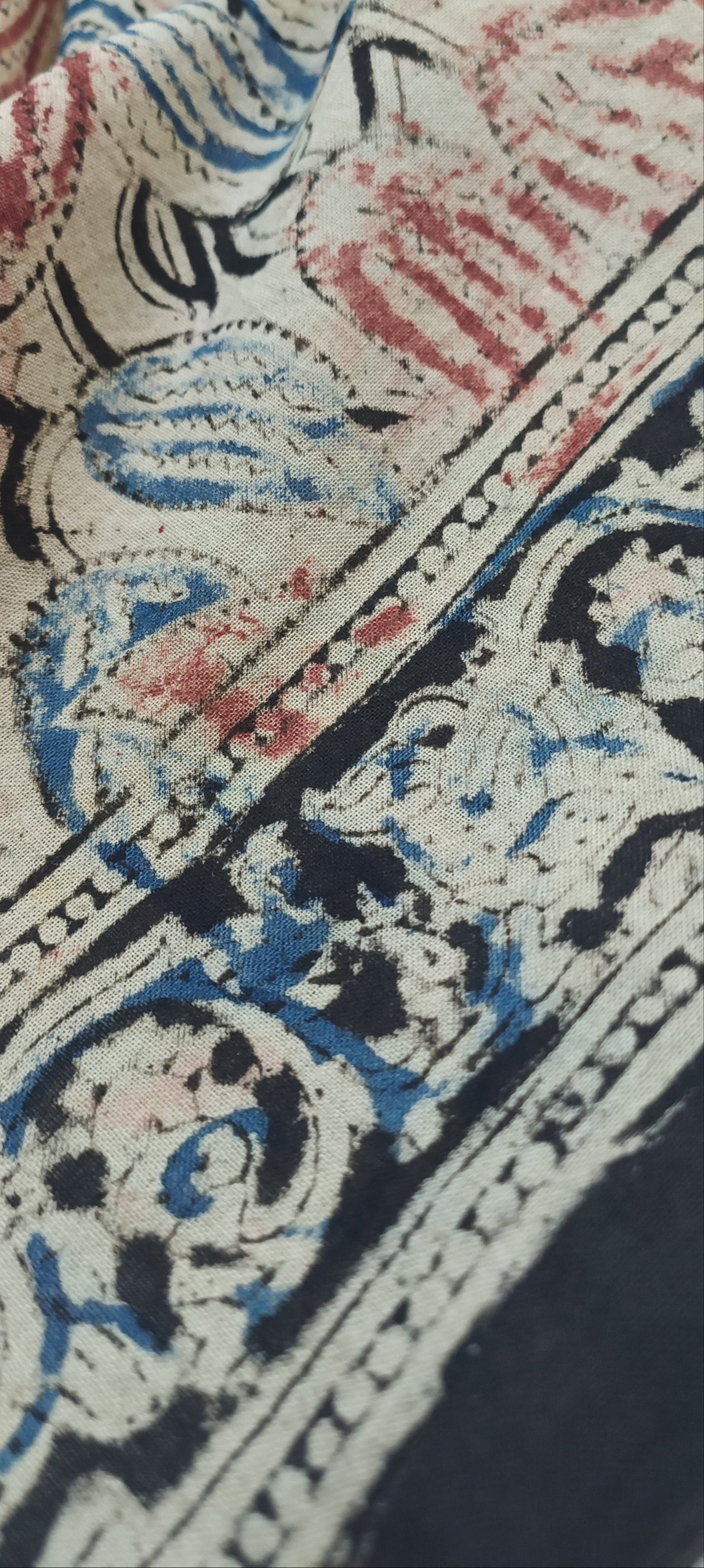 Leaf Rust Kalamkari Cotton Saree