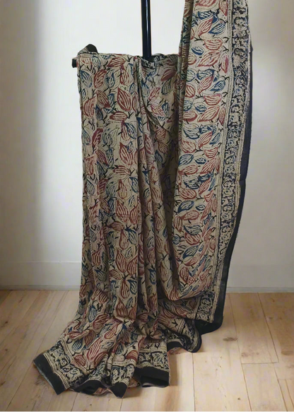 Leaf Rust Kalamkari Cotton Saree