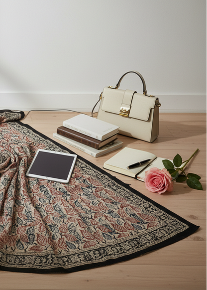 Leaf Rust Kalamkari Cotton Saree