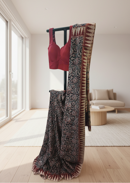 Tamra Vana Kalamkari Cotton Saree
