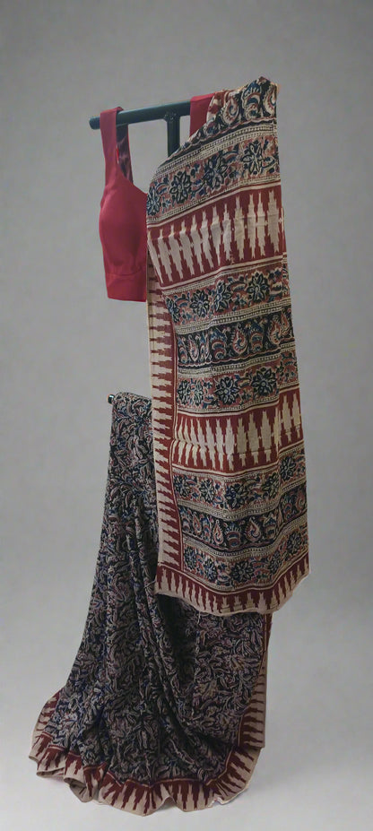 Tamra Vana Kalamkari Cotton Saree