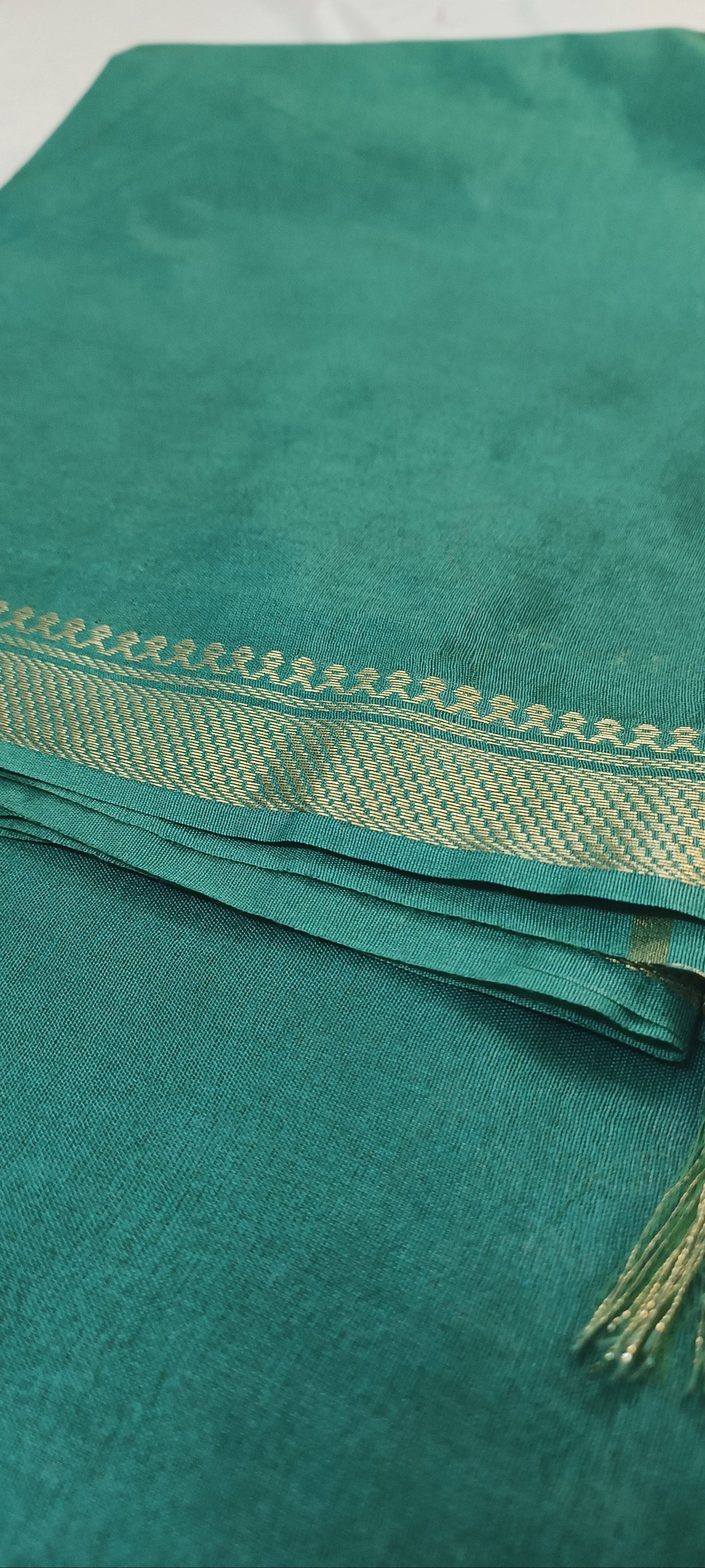 Teal Gold Mangalgiri Cotton Saree