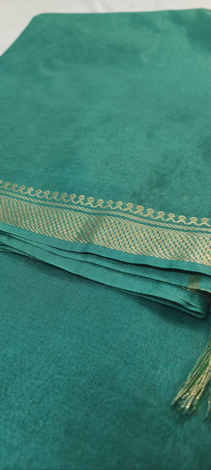 Teal Gold Mangalgiri Cotton Saree