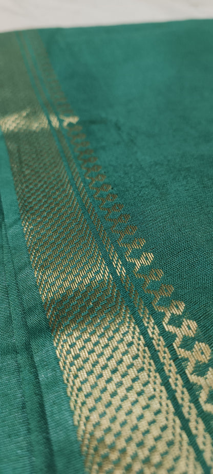 Teal Gold Mangalgiri Cotton Saree